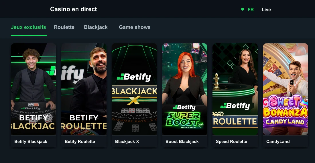 Casino en direct Betify